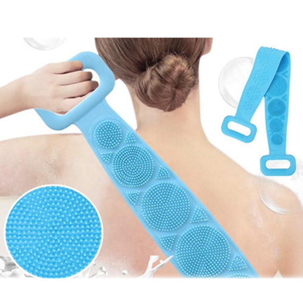 1302A Silicone Body Back Scrubber Double Side Bathing Brush for Skin Deep Cleaning, Scrubber Belt 