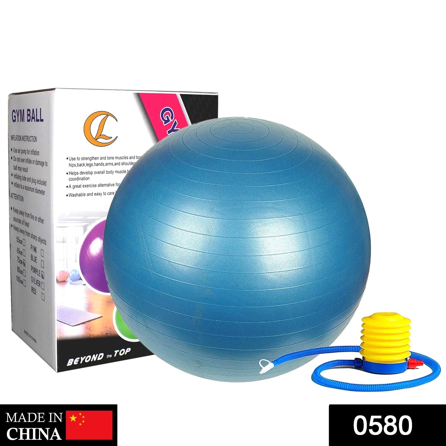 580 Anti-Burst Gym Ball with Pump (75 cm) 