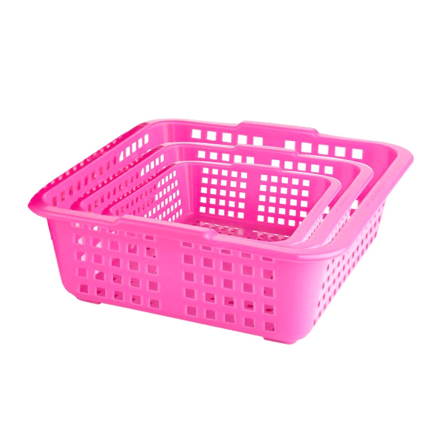 2484 Plastic Multiple Size Cane Fruit Baskets (3 Size Large, Medium, Small) 