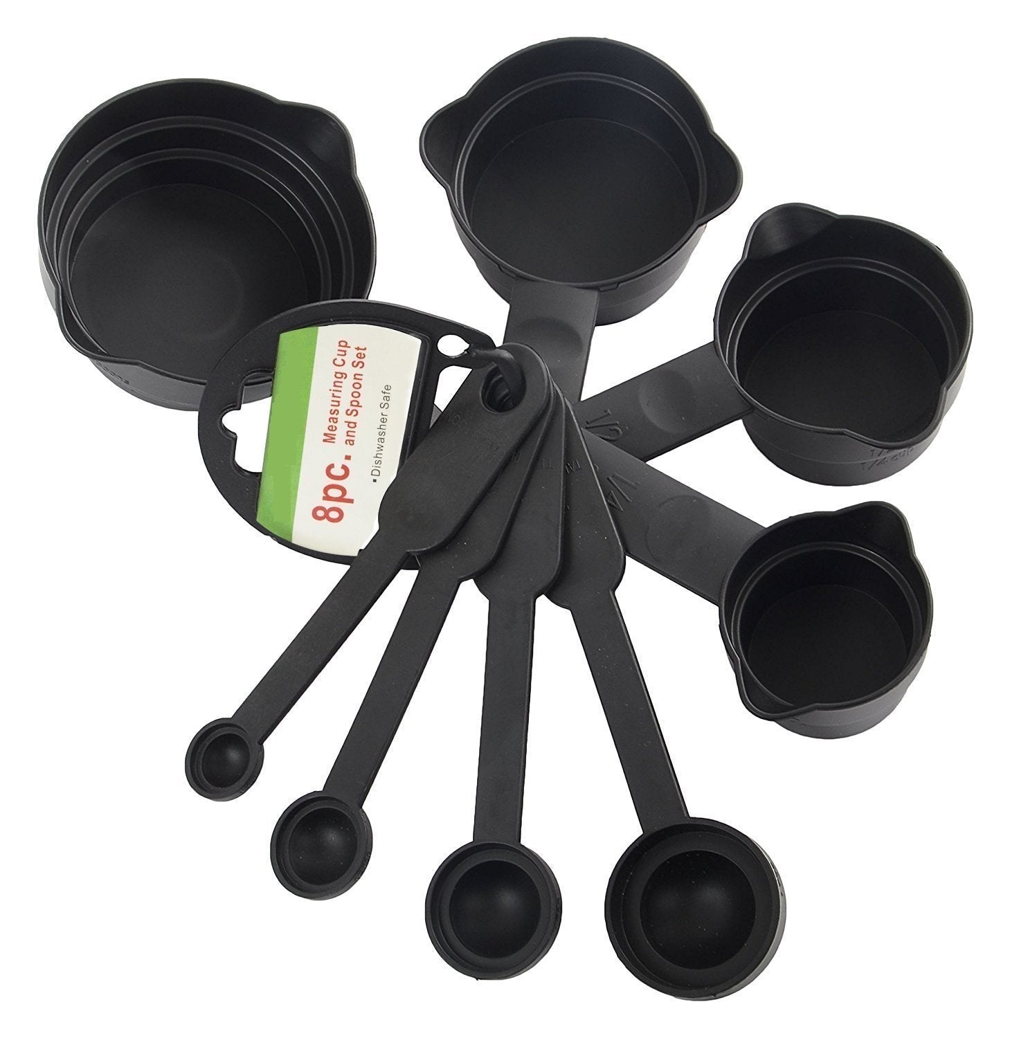 106 Plastic Measuring Cups and Spoons (8 Pcs, Black) TOSS