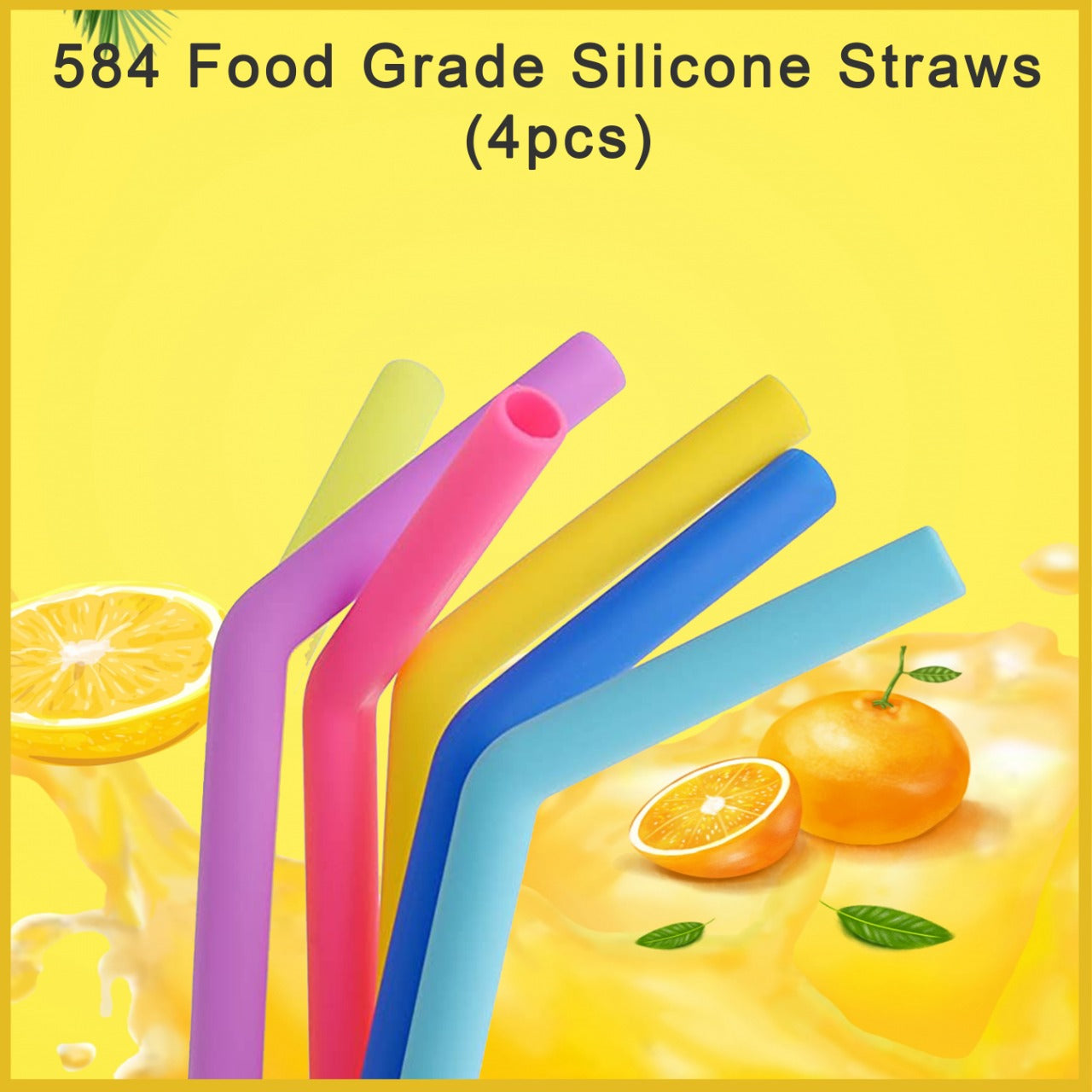 584 Food Grade Silicone Straws (4pcs) 