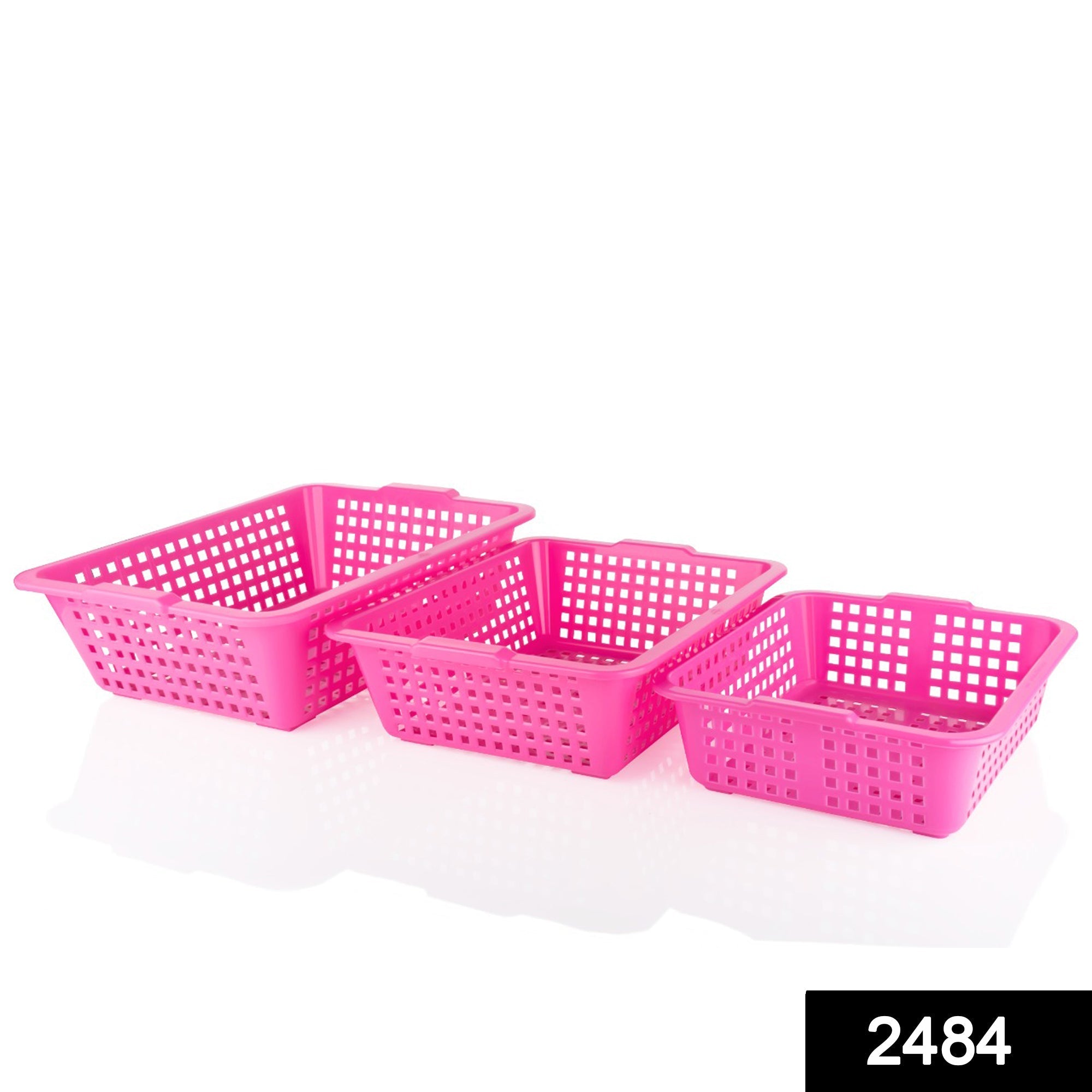2484 Plastic Multiple Size Cane Fruit Baskets (3 Size Large, Medium, Small) 