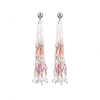 Generic Women's Alloy, Beads Hook Dangler Hanging Thread Earrings-Pink