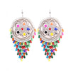 Generic Women's Silver Oxidized Hook Dangler Hanging Afgani Tribal Fancy Earrings-Multicolour