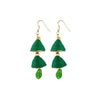 Generic Women's Thread Hook Dangler Hanging Jhumki Earrings-Green