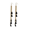 Generic Women's Alloy, Beads Hook Dangler Hanging Tassel Earrings-Black