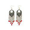 Generic Women's Gold Plated Designer Hanging Beads Earrings-Silver