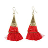 Generic Women's Alloy Hook Dangler Hanging Tassel Earrings-Red