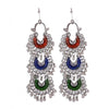 Generic Women's Silver Oxidized Hook Dangler Hanging Fashion Earrings-Multicolour