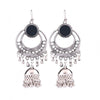 Generic Women's Silver Oxidized Hook Dangler Hanging Afgani Tribal Fancy Earrings-Silver