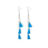 Generic Women's Tassels Beads Hook Dangler Hanging Hanging Earrings-Blue