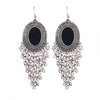 Generic Women's Silver Oxidized Hook Dangler Hanging Afgani Tribal Fancy Earrings-Silver