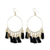 Generic Women's Alloy Hook Dangler Hanging Bali Style Tassel Earrings-Black