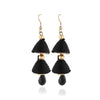 Generic Women's Alloy, Beads Hook Dangler Hanging Earrings-Black