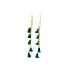 Generic Women's Golden plated Hook Dangler Hanging Earrings-Green