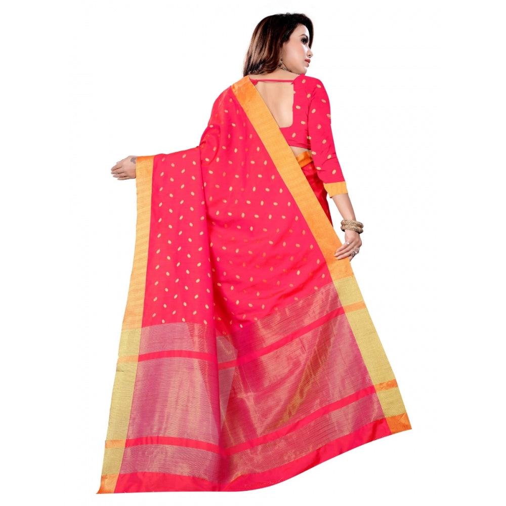 Generic Women's Art Silk Saree With Blouse (Pink, 5-6 Mtrs)