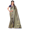 Generic Women's Banarasi silk Saree with Blouse (Navy blue, 5-6mtr)