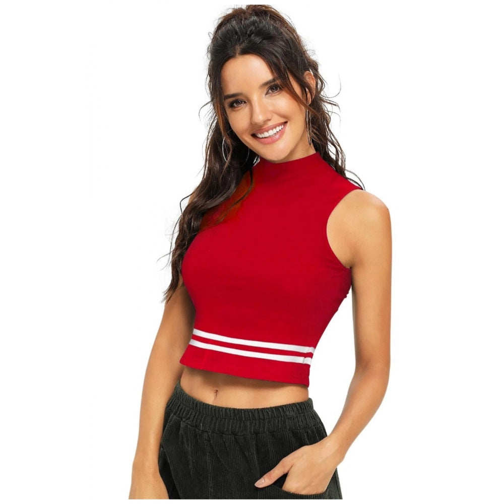 Generic Women's Polyester, Knitting Western Wear Tops (Red)