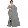 Generic Women's Georgette Plain Saree With Blouse (Grey, 5-6 Mtrs)