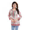 Generic Women's Quarter Sleeve Faux Crepe Printed Short Kurti Tunic Top (Color:Pink)