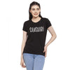 Generic Women's Cotton Blend Sanskari Printed T-Shirt (Black)