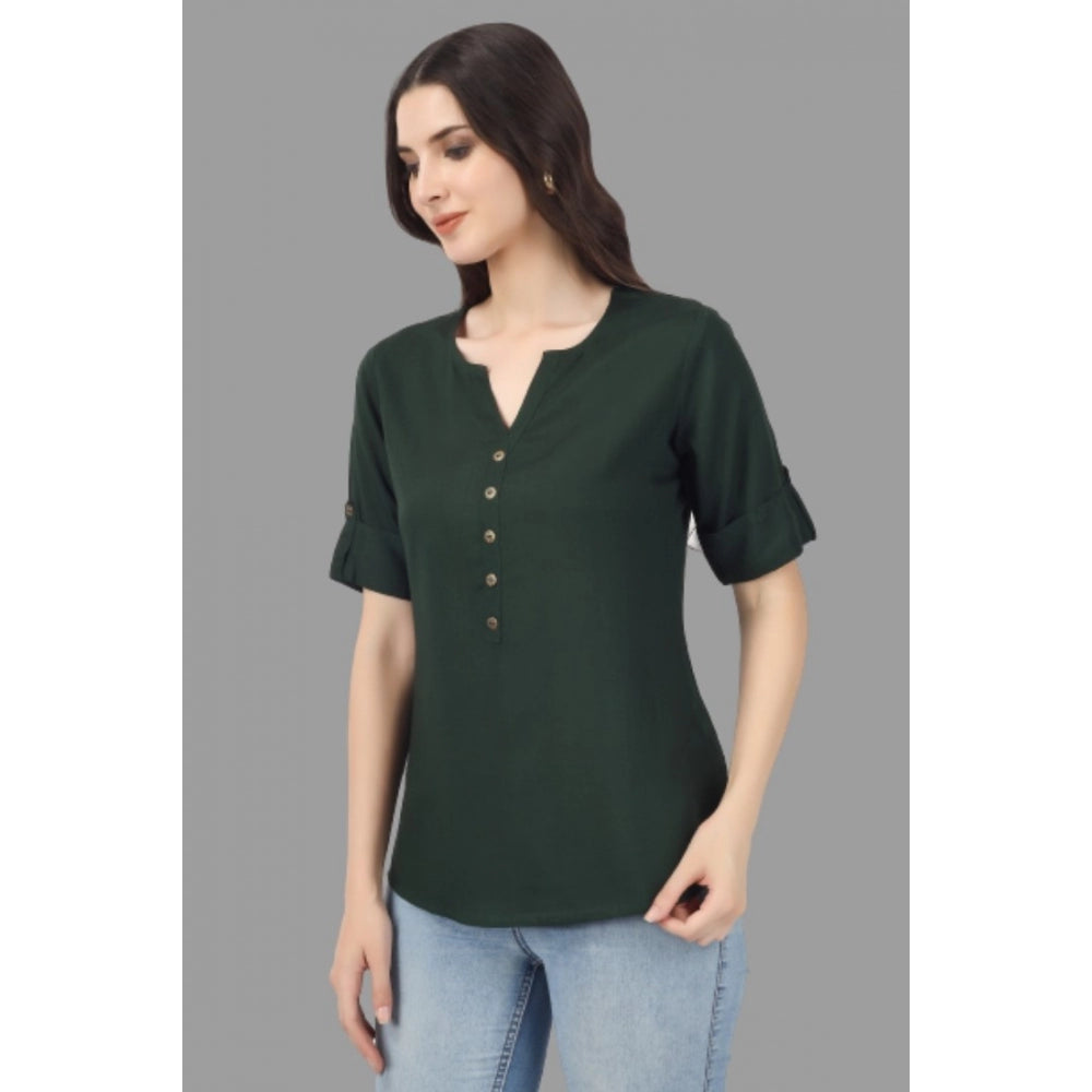 Generic Women's Solid Short Length Rayon Tunic Top (Green)