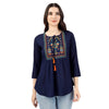 Generic Women's Embroidered Short Length Rayon Tunic Top (Blue)