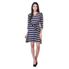 Generic Women's Cotton Blend Solid 3-4 Sleeve Dress (Blue)