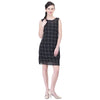 Generic Women's Cotton Blend Checked Sleeveless Sheath Dress (Black)