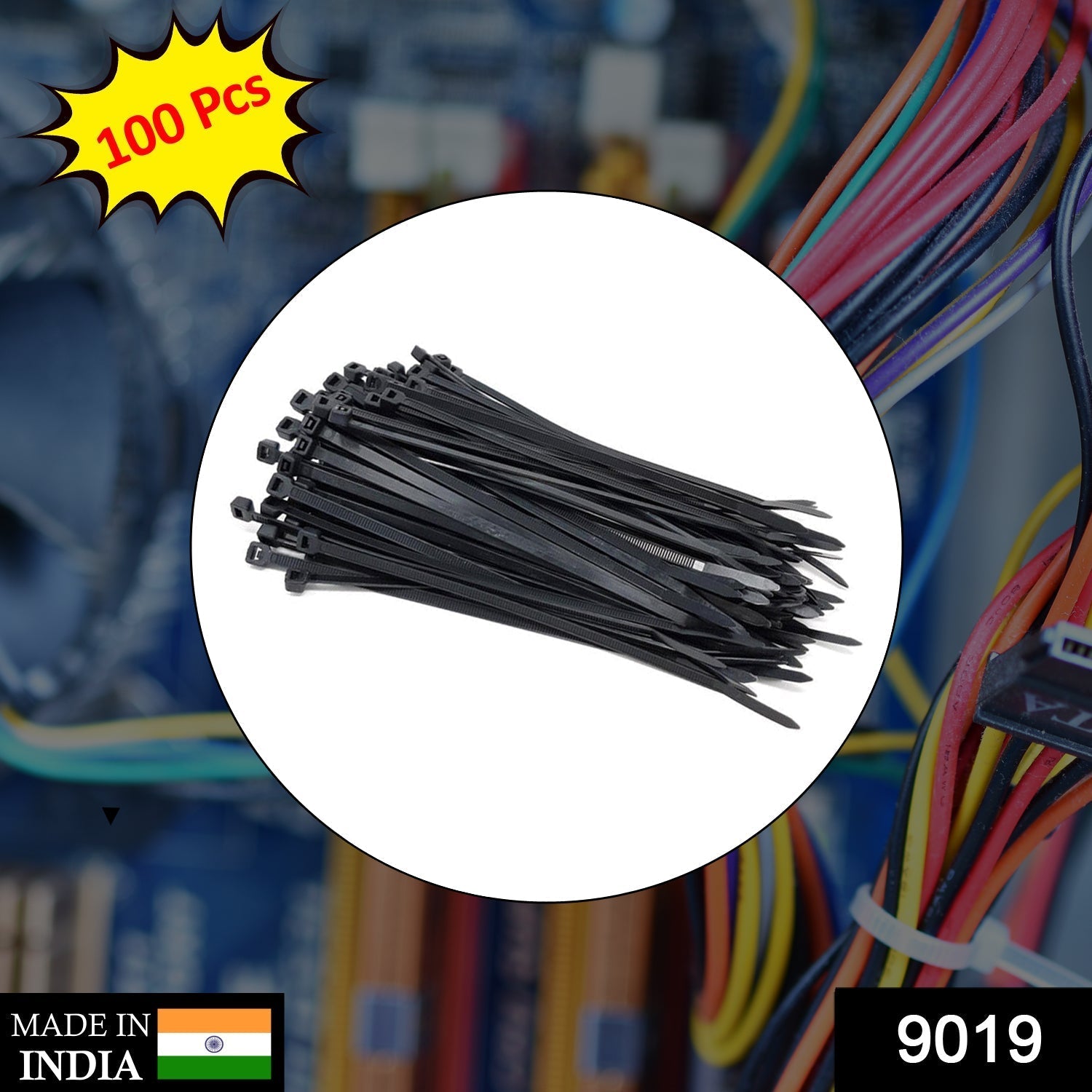 9019 100 Pc Cable Zip Ties used in all kinds of wires to make them tied and knotted etc. 