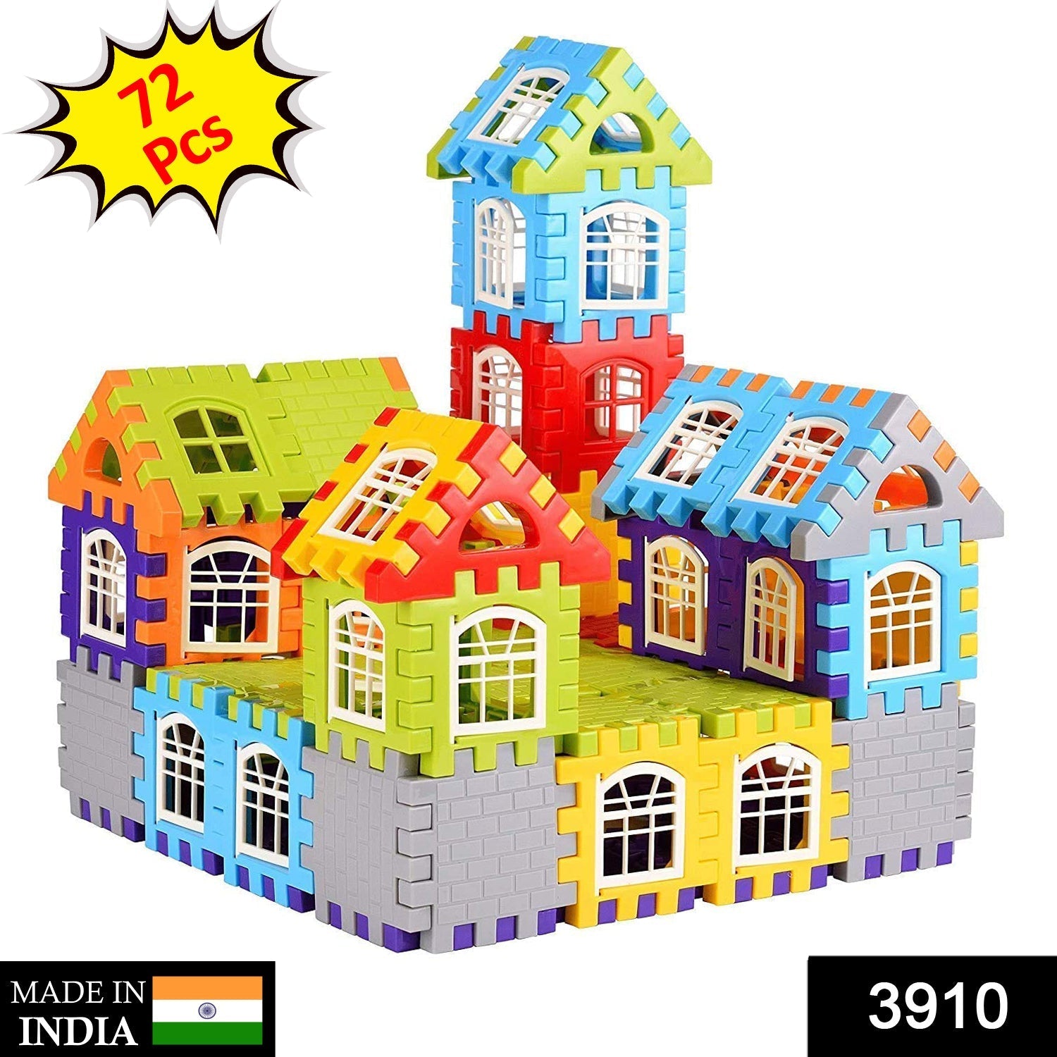 3910 72 Pc House Blocks Toy used in all kinds of household and official places specially for kids and children for their playing and enjoying purposes. 