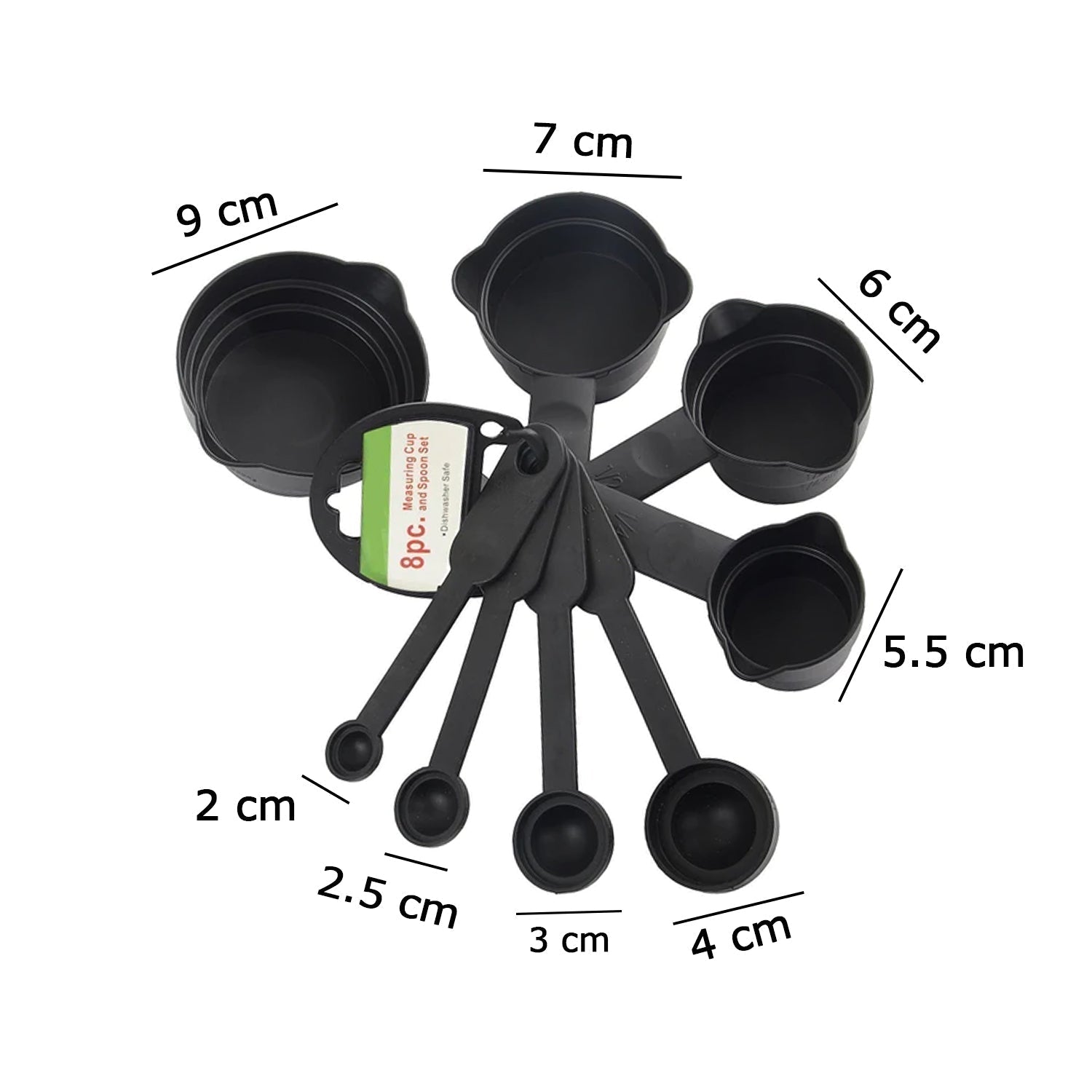 106 Plastic Measuring Cups and Spoons (8 Pcs, Black) TOSS