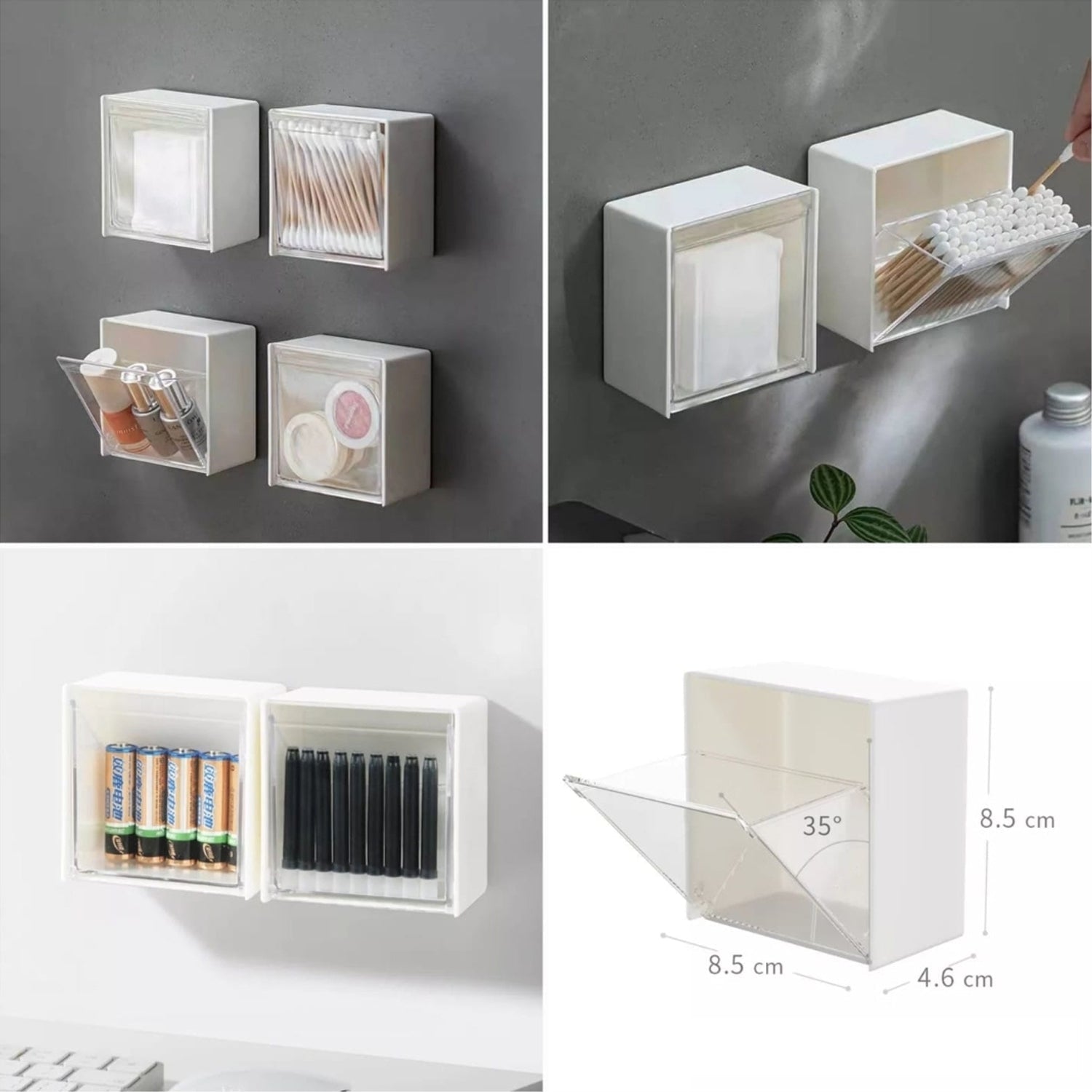 4037Adhesive Wall Mounted Flip Storage Box Holder Small Object Storage Case ( 1 pcs ) DeoDap