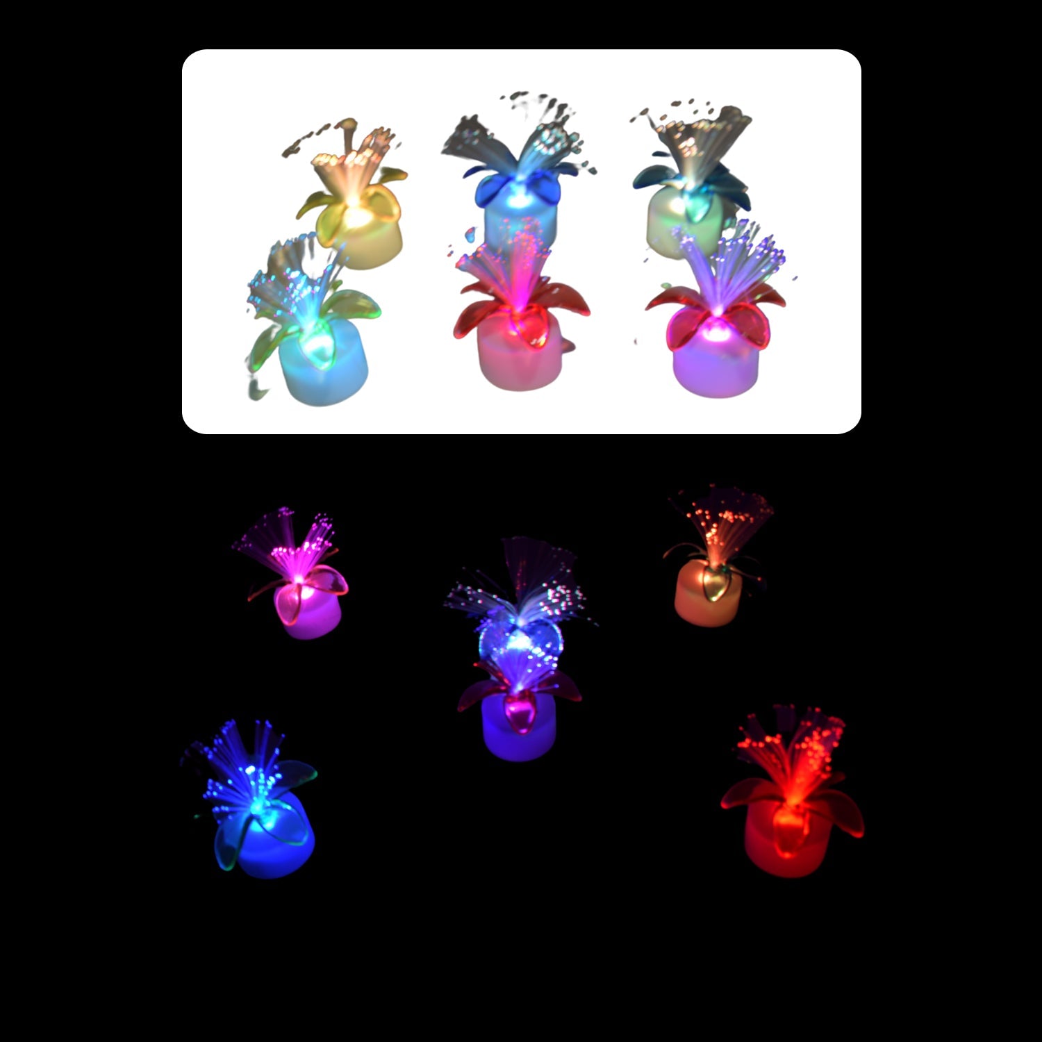 6237A Fiber Optic Light, Mini Color Change LED Table Centerpieces,  Light Up Candle - Pack of 6