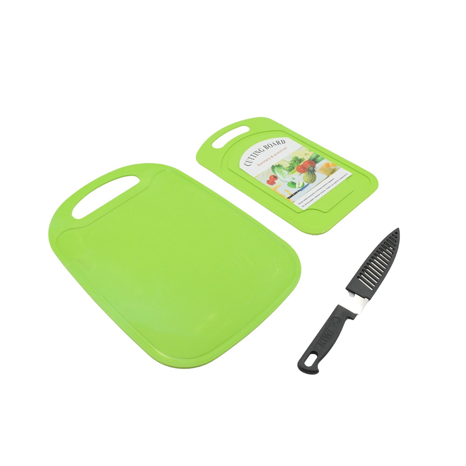 5813  Premium Plastic Chopping Board & Steel Knife Vegetable Chopping Board With Knife  Cutting Board for Kitchen Chopper Fruit and Vegetable Cutter Chopper Plastic (3 Pc Set)