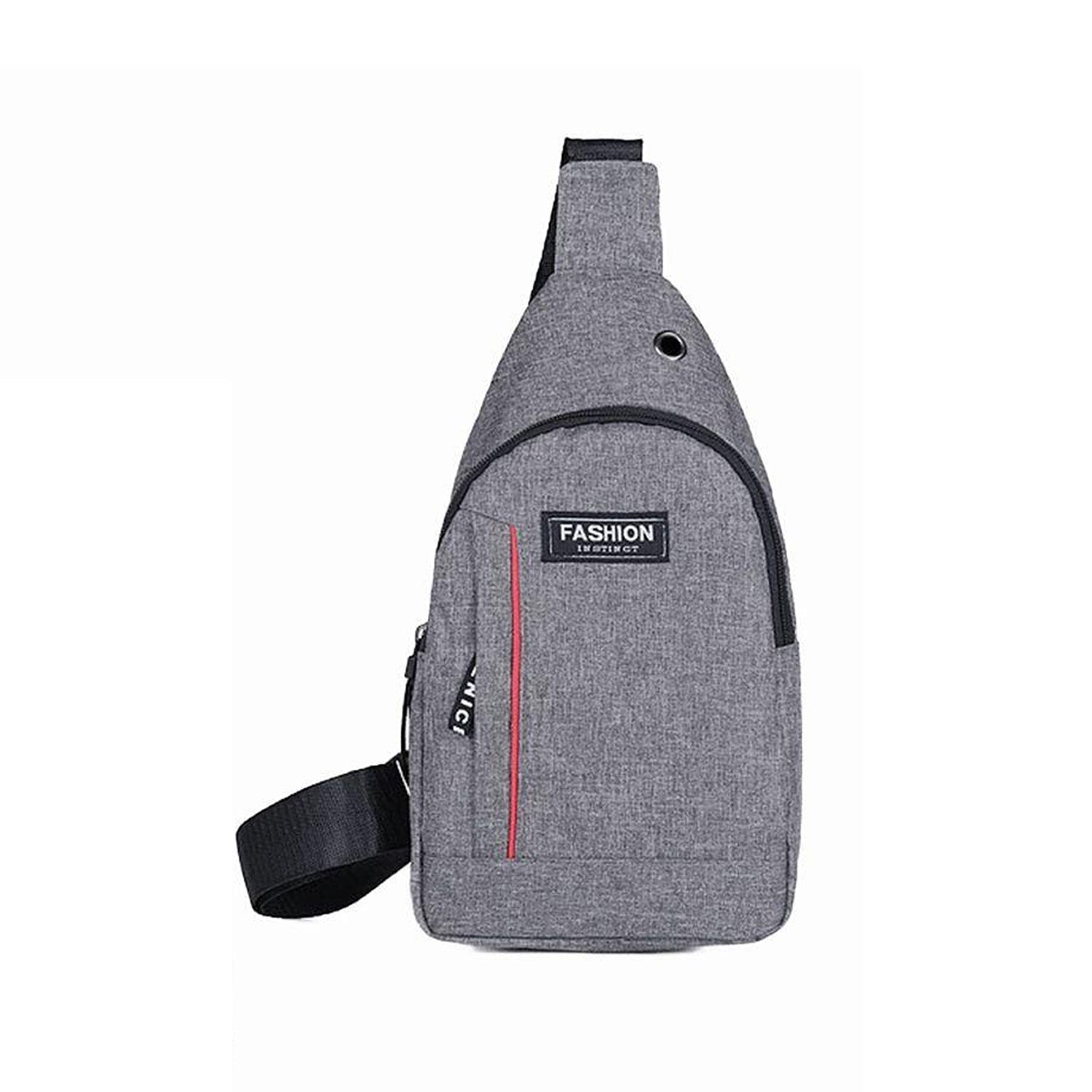 0323 grey Waterproof Anti Theft Crossbody fanny pack waist bag PU Leather Shoulder Bags Chest Men Casual fashion USB Charging earphone hook Sling Travel Messengers Bag DeoDap