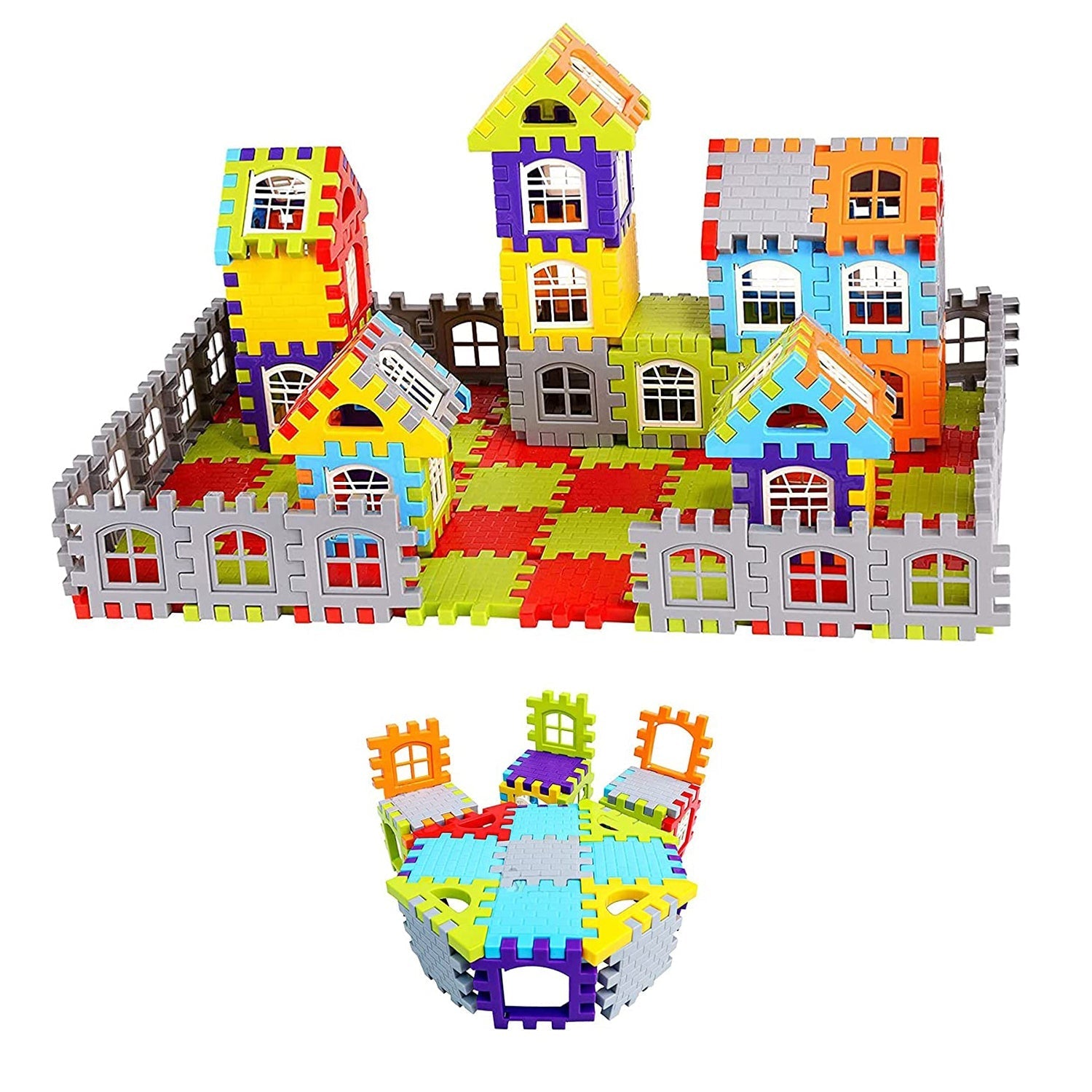 3910 72 Pc House Blocks Toy used in all kinds of household and official places specially for kids and children for their playing and enjoying purposes. 