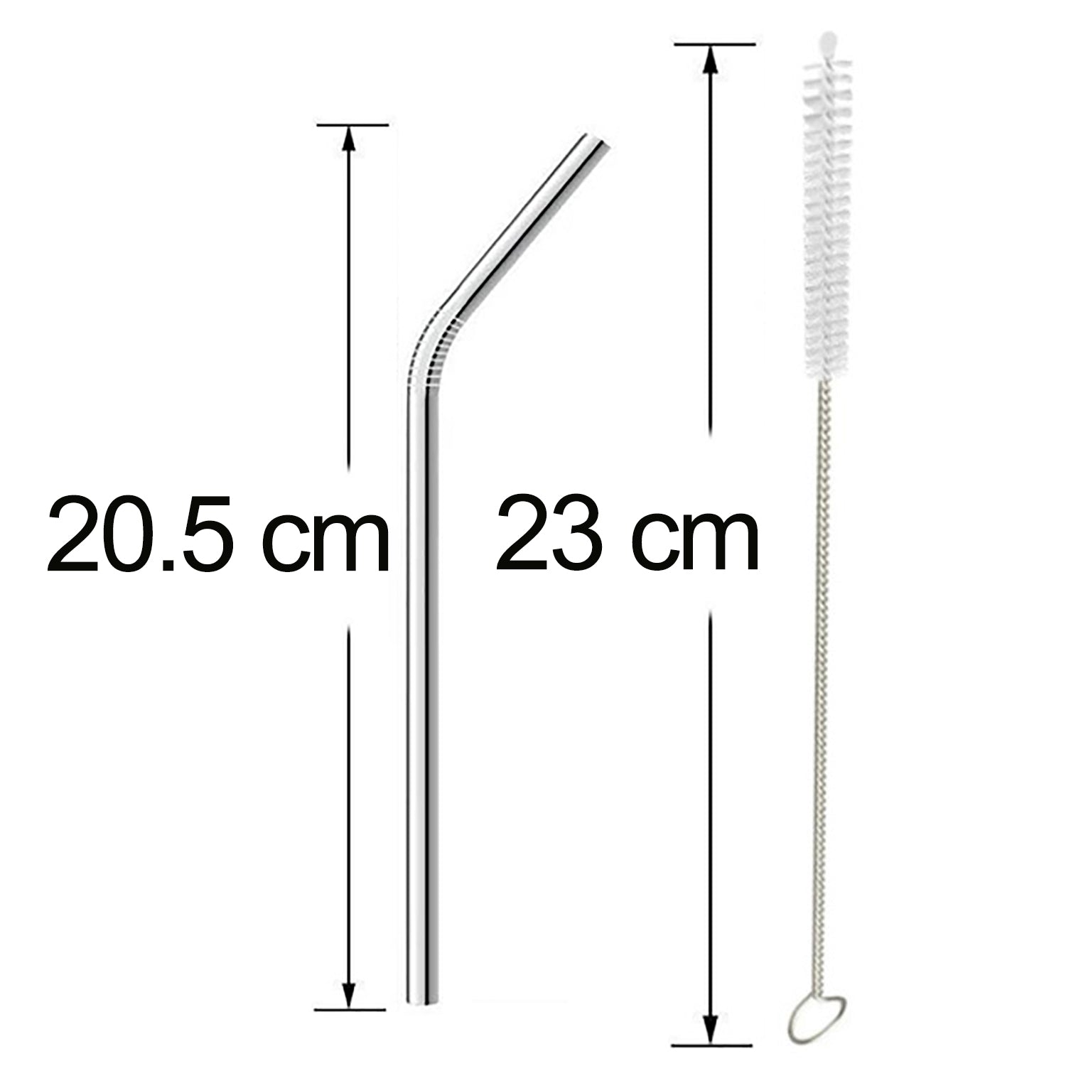 1733 Reusable Stainless Steel Drinking Straws Bent (4 Bent Straws, 1 Brush) 