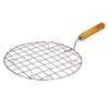 2085 Kitchen Round Stainless Steel Roaster Papad Jali, Barbecue Grill with Wooden Handle 