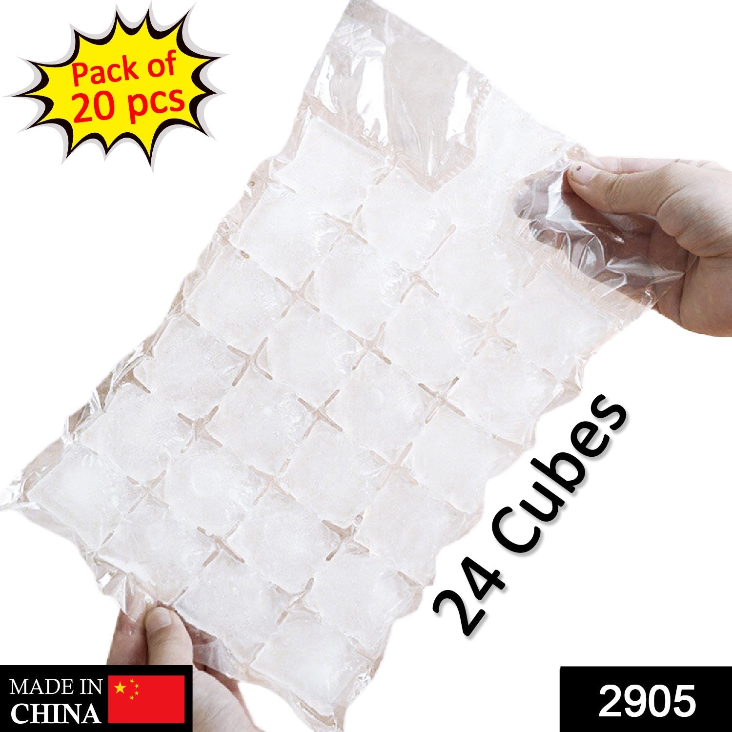 2905 Disposable Ice Cube Bags, Stackable Easy Release Ice Cube Mold Trays Self-Seal Freezing Maker,Cold Ice Pack Cooler Bag for Cocktail Food Wine 