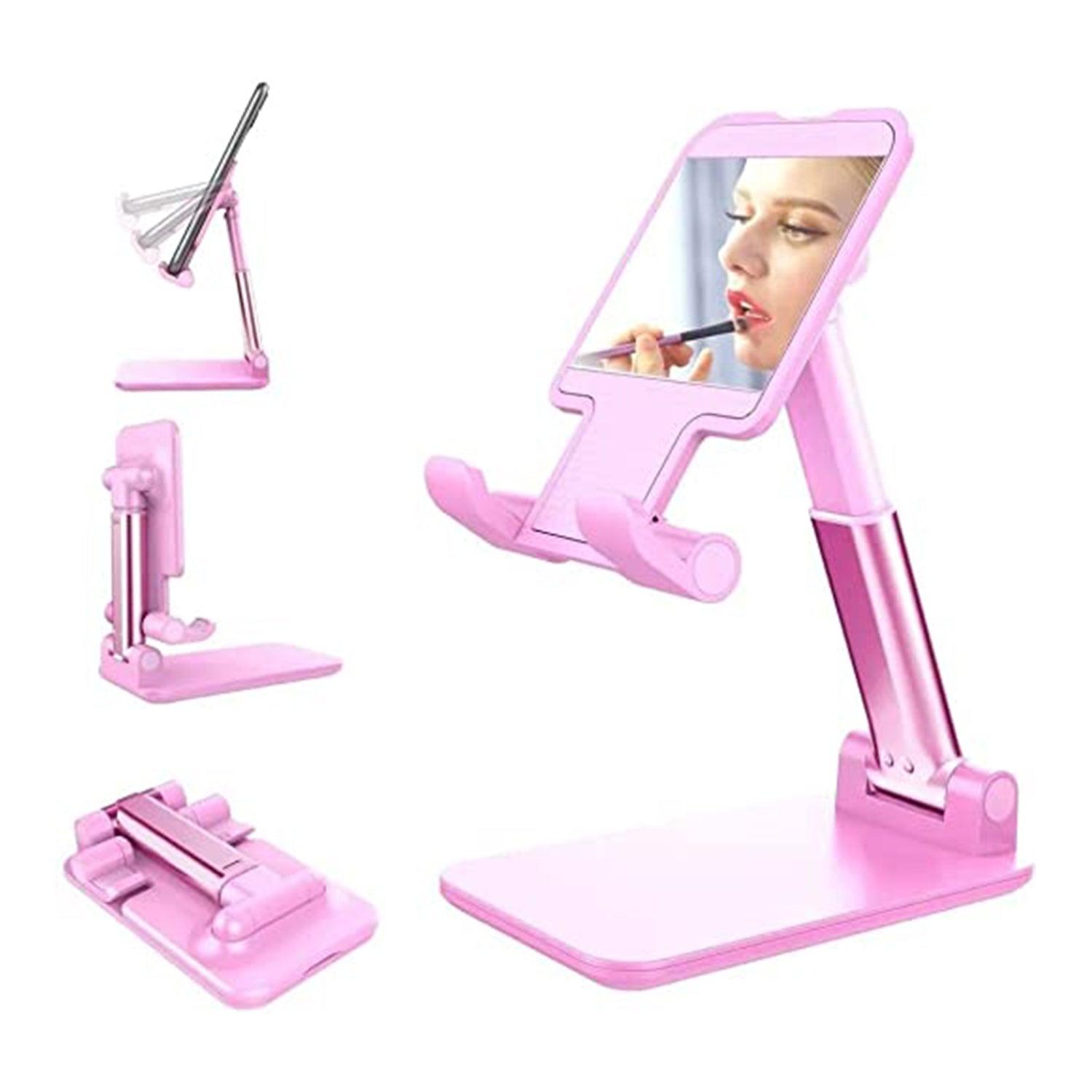 6636 Desktop Cell Phone Stand Phone Holder with mirror Full 3-Way Adjustable Phone Stand for Desk Height + Angles Perfect As Desk Organizers and Accessories. DeoDap