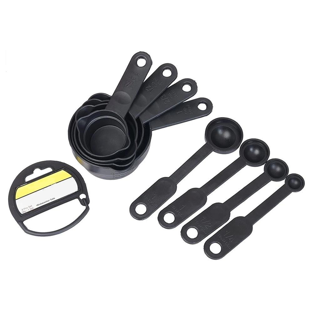 106 Plastic Measuring Cups and Spoons (8 Pcs, Black) TOSS