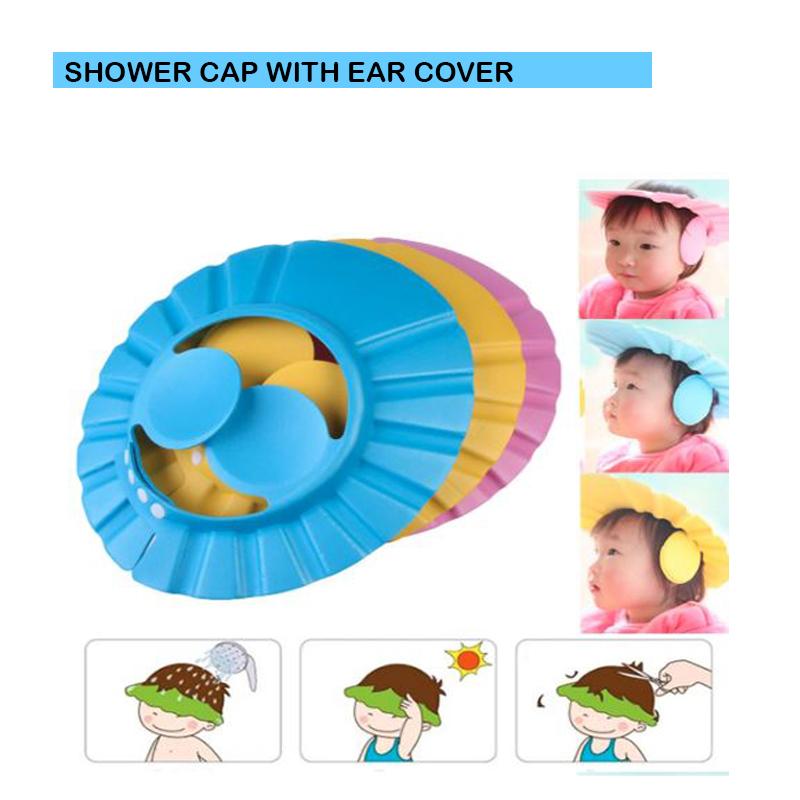 0378 Adjustable Safe Soft Baby Shower cap TOSS