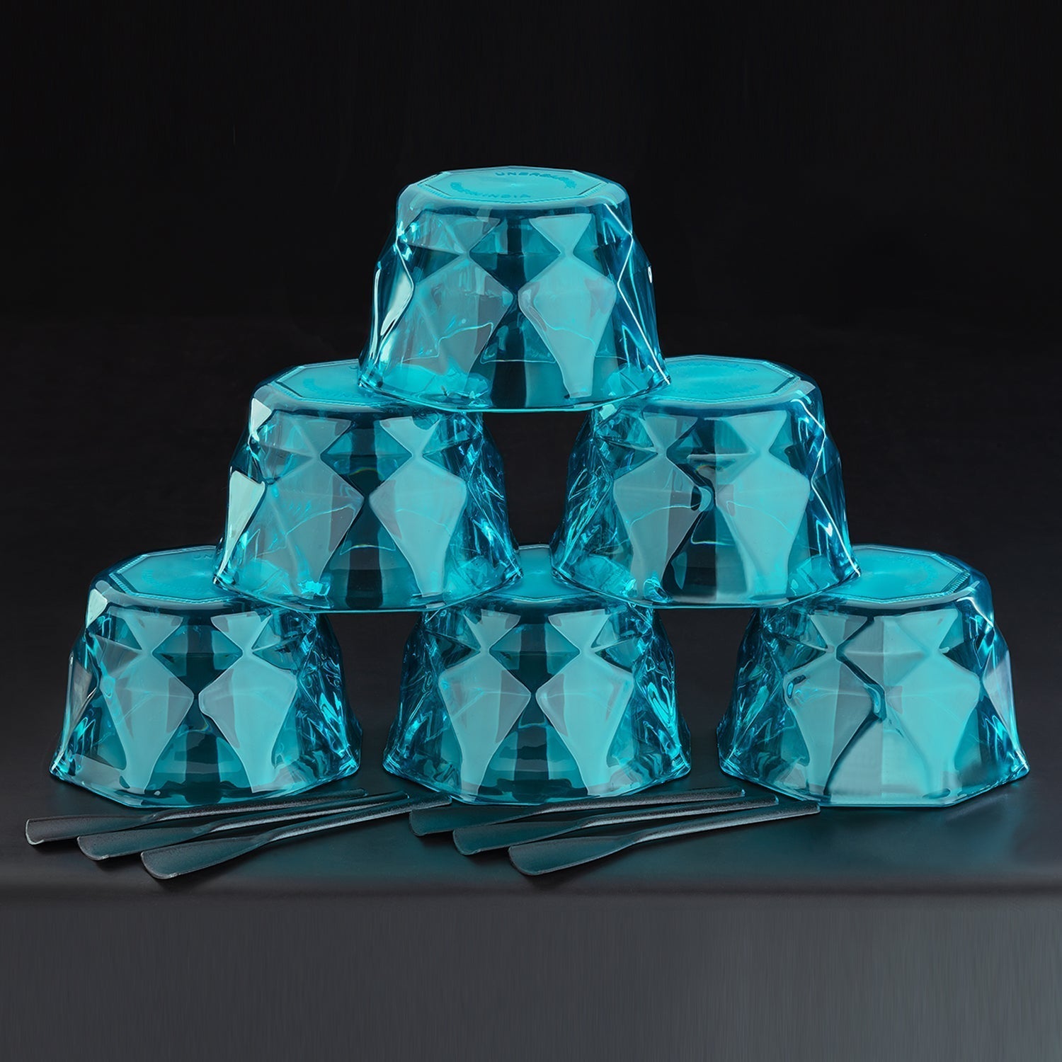 2764 6pc Diamond shape ice cream bowl set 