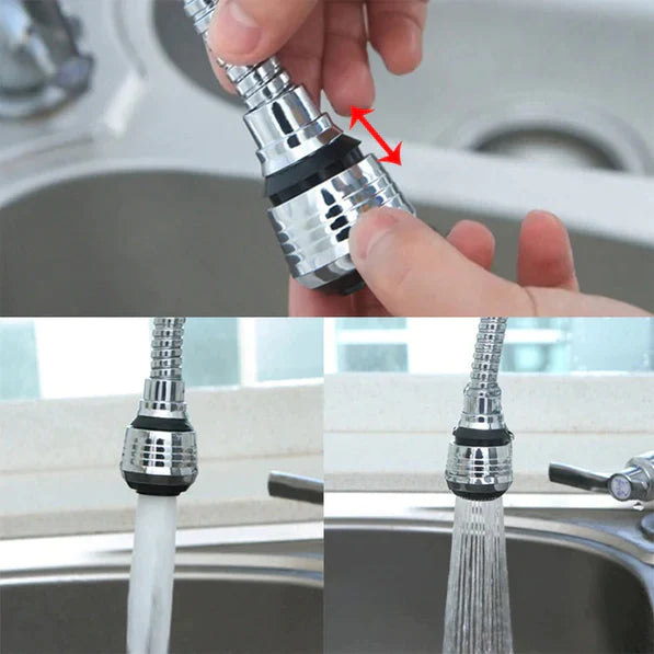 0527 Flexible 360 Degree Stainless Steel Faucet Turbo Flex Sprayer Water Extender for Easy Clean Sink Water Saving Extension Jet Stream Spray Setting Faucet for Kitchen/Bathroom