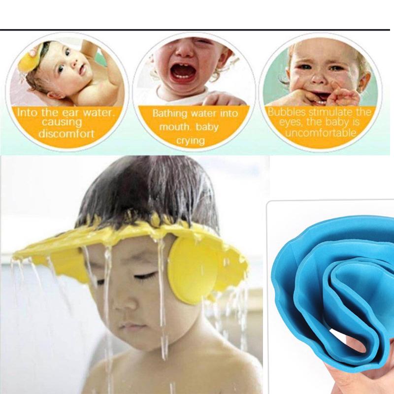 0378 Adjustable Safe Soft Baby Shower cap TOSS