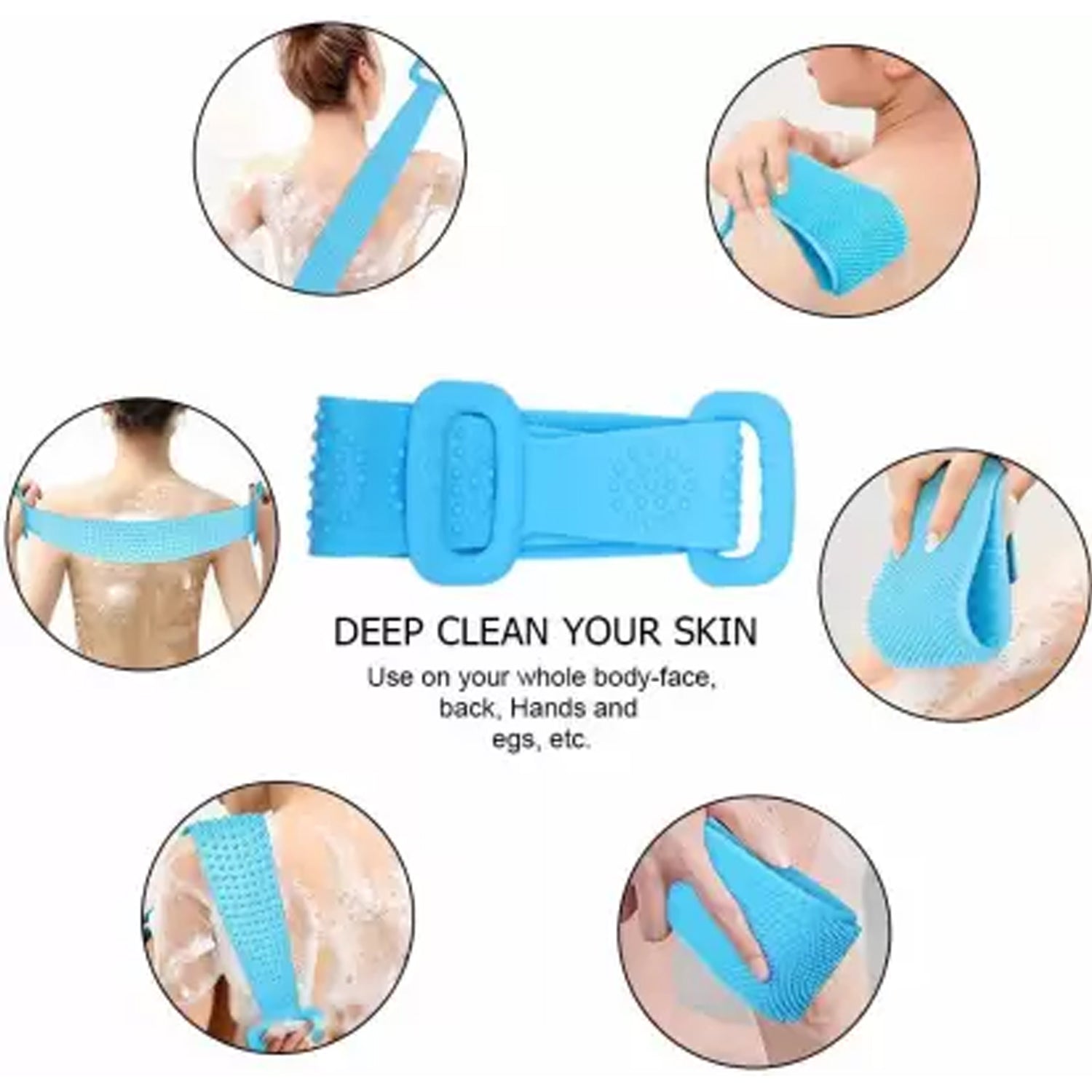 6637 Silicone Body Back Scrubber, Double Side Bathing Brush for Skin Deep Cleaning Massage. DeoDap