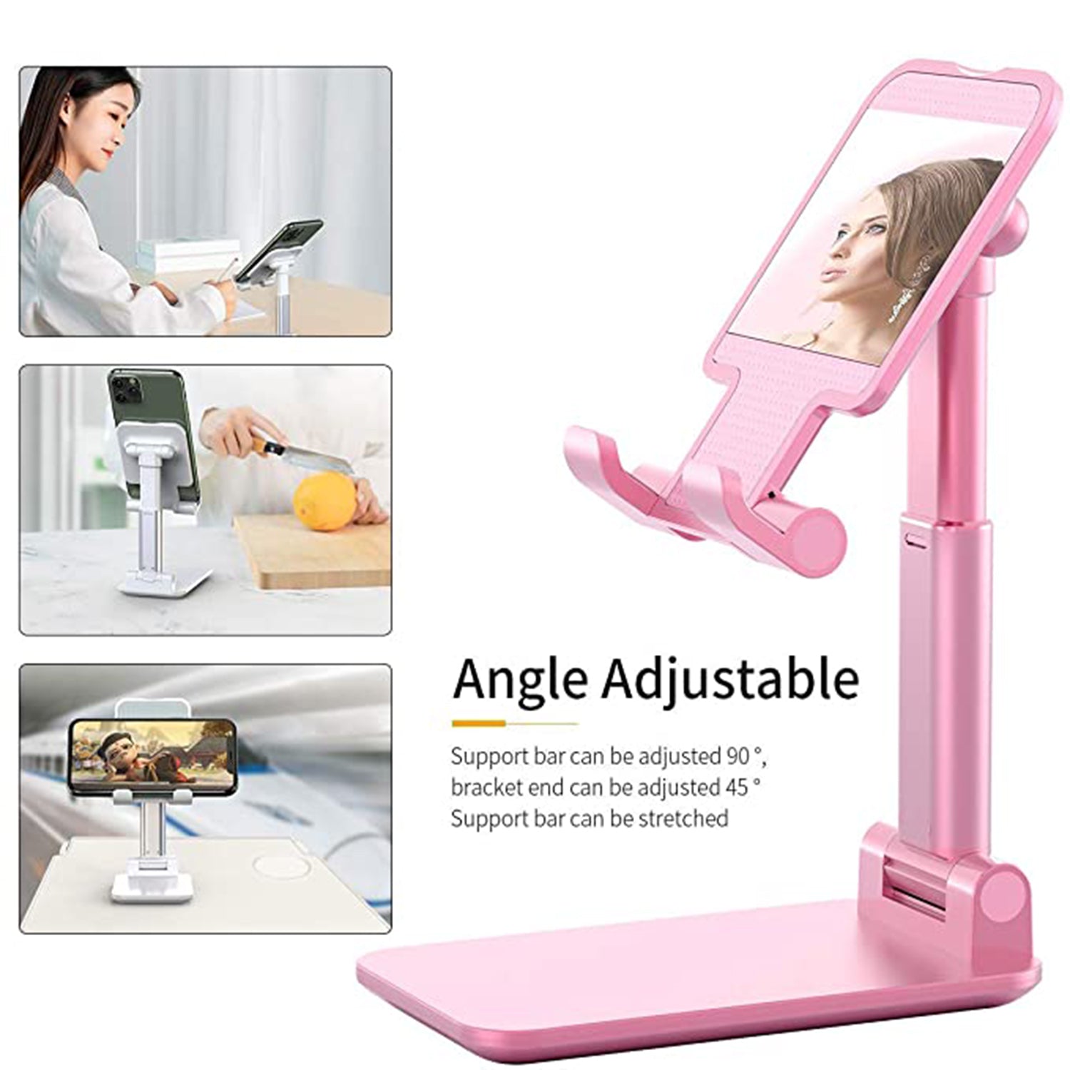 6636 Desktop Cell Phone Stand Phone Holder with mirror Full 3-Way Adjustable Phone Stand for Desk Height + Angles Perfect As Desk Organizers and Accessories. DeoDap