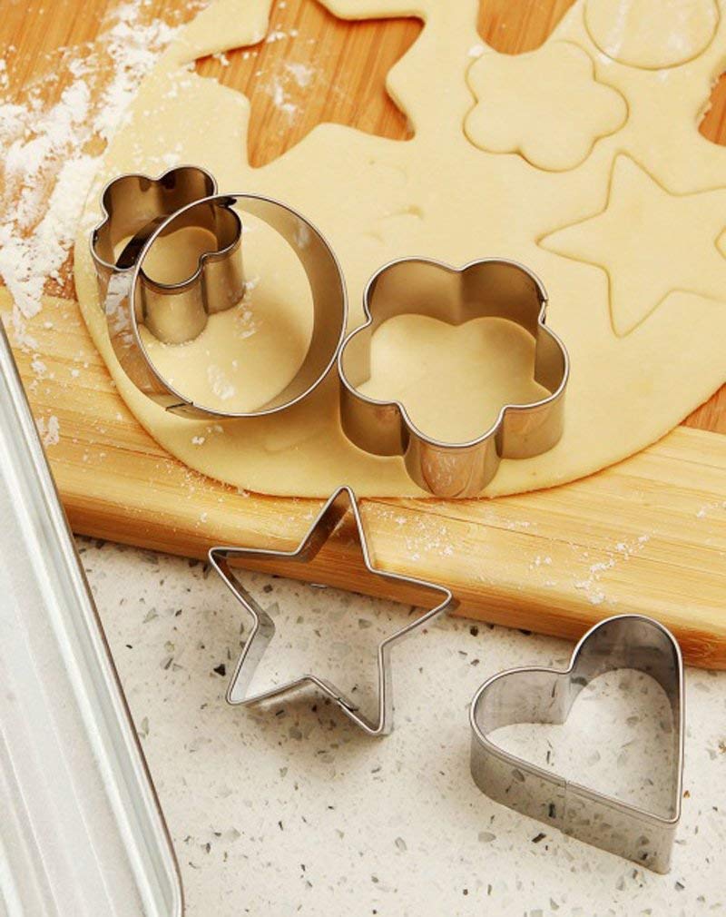 0813 Cookie Cutter Stainless Steel Cookie Cutter with Shape Heart Round Star and Flower (12 Pieces) 