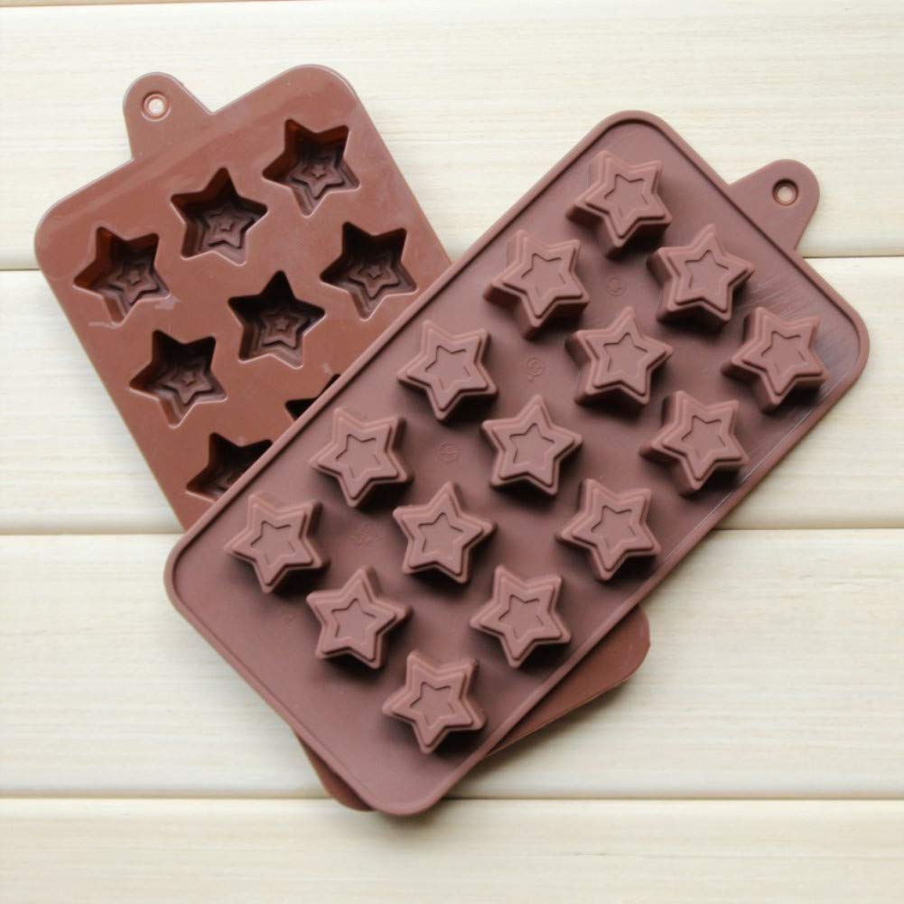 1189 Food Grade Non-Stick Reusable Silicone Star Shape 15 Cavity Chocolate Molds / Baking Trays 